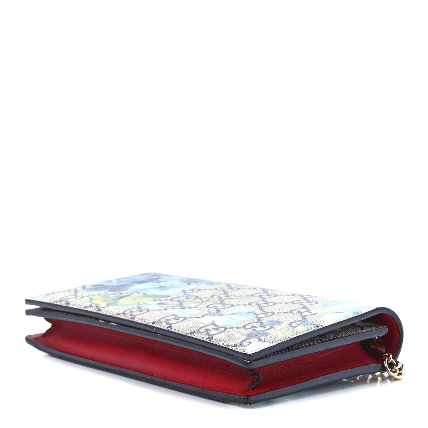 GG Supreme Monogram Blooms Chain Wallet Blue