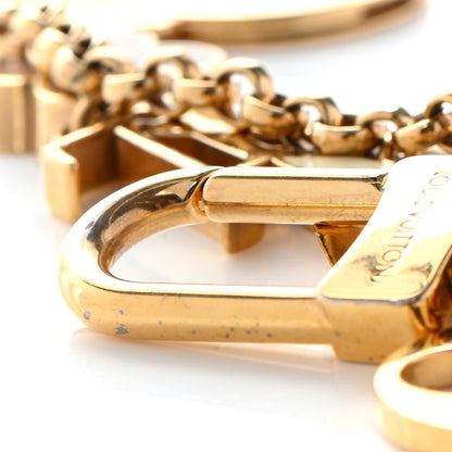 Louis Vuitton Brass Enamel Fleur De Monogram Bag Charm Chain Gold 6 of 7