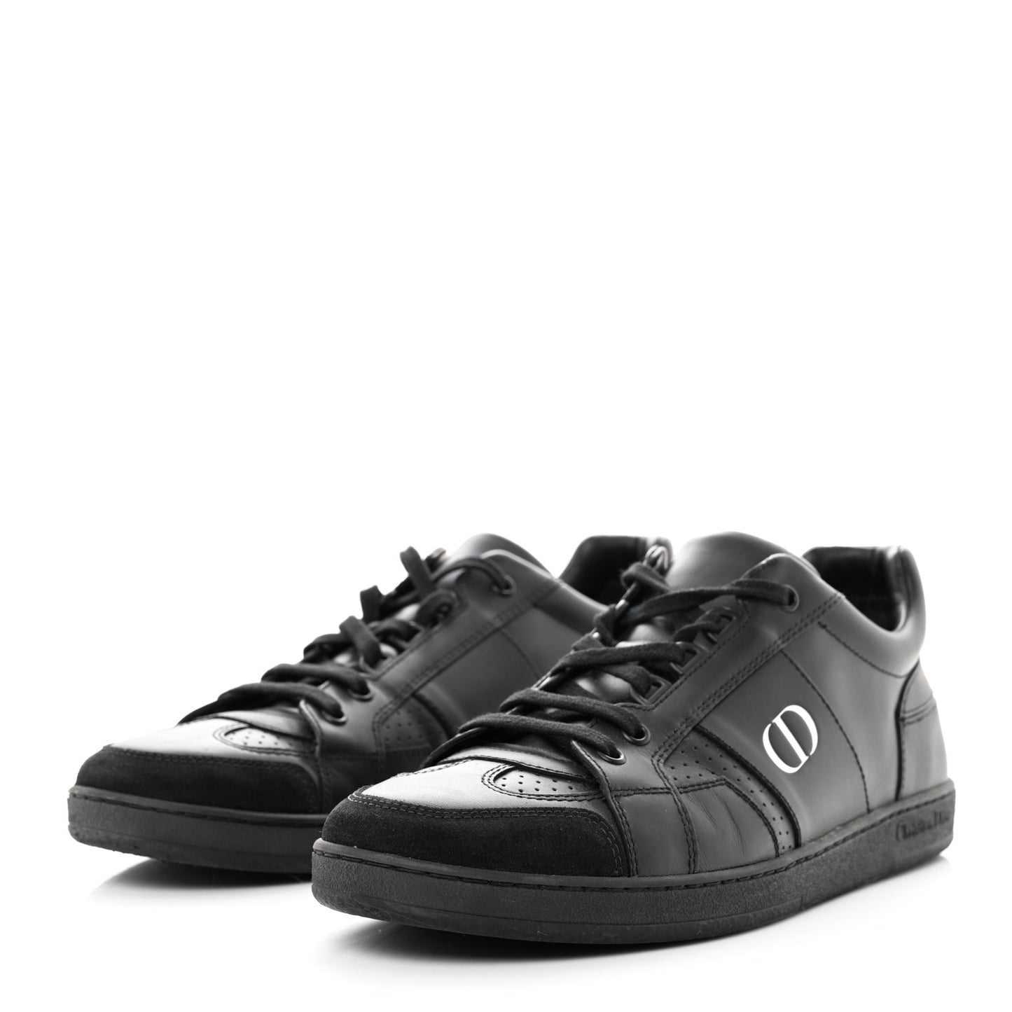 Calfskin Suede Logo Sneakers 40 Black