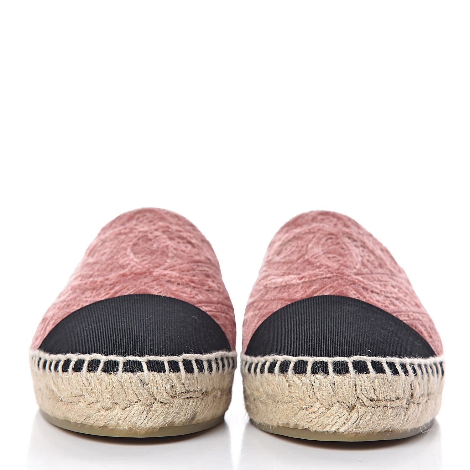 Chanel Velvet Grosgrain Quilted Camellia CC Espadrilles 37 Pink Black 2 of 11