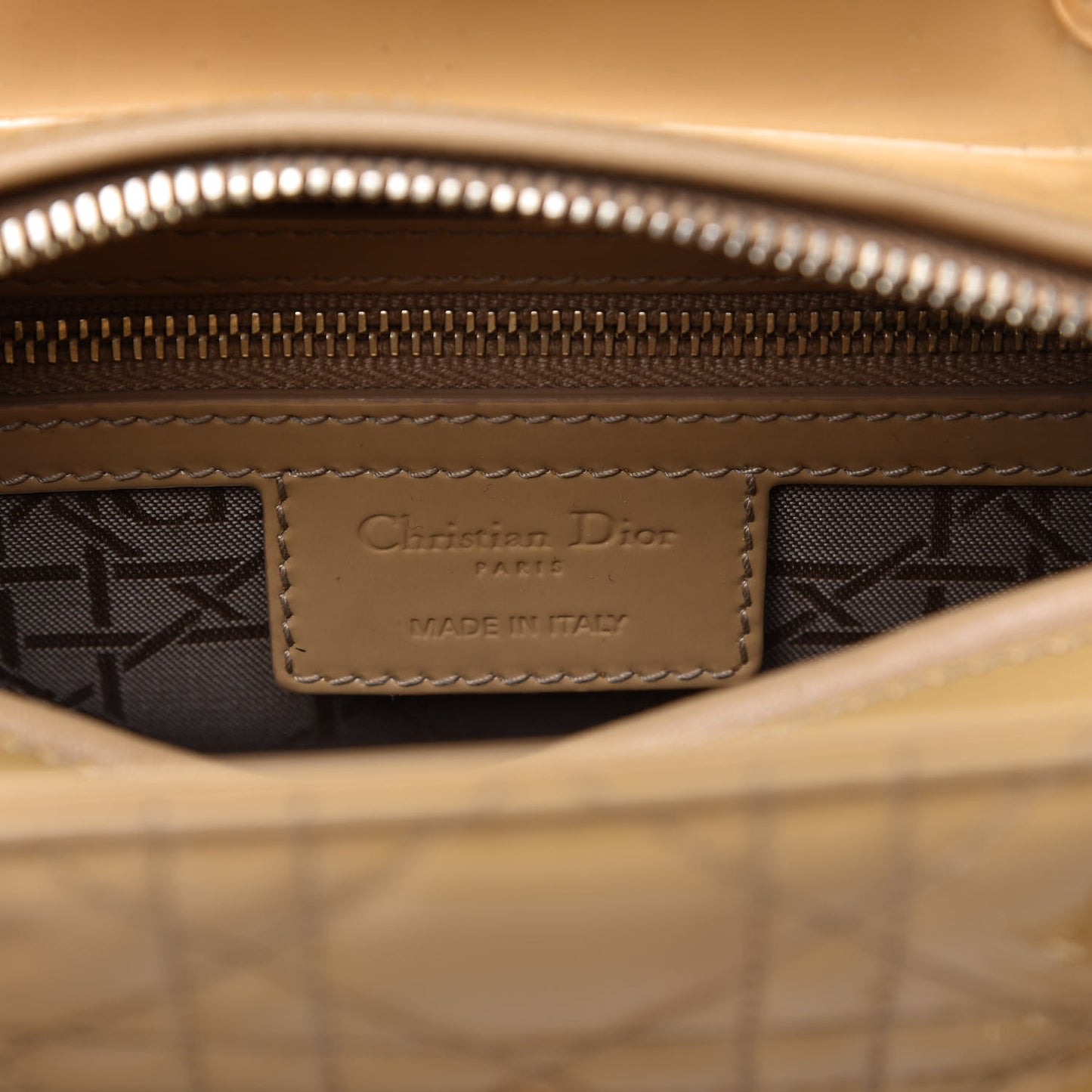 Patent Cannage Medium Lady Dior Beige