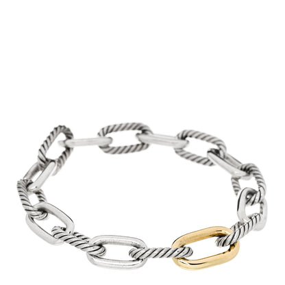David Yurman Sterling Silver 18K Yellow Gold 11mm DY Madison Link Chain Bracelet 1 of 5