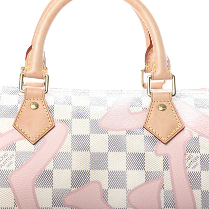 Louis Vuitton Damier Azur Tahitienne Speedy Bandouliere 30 Rose Ballerine 10 of 11