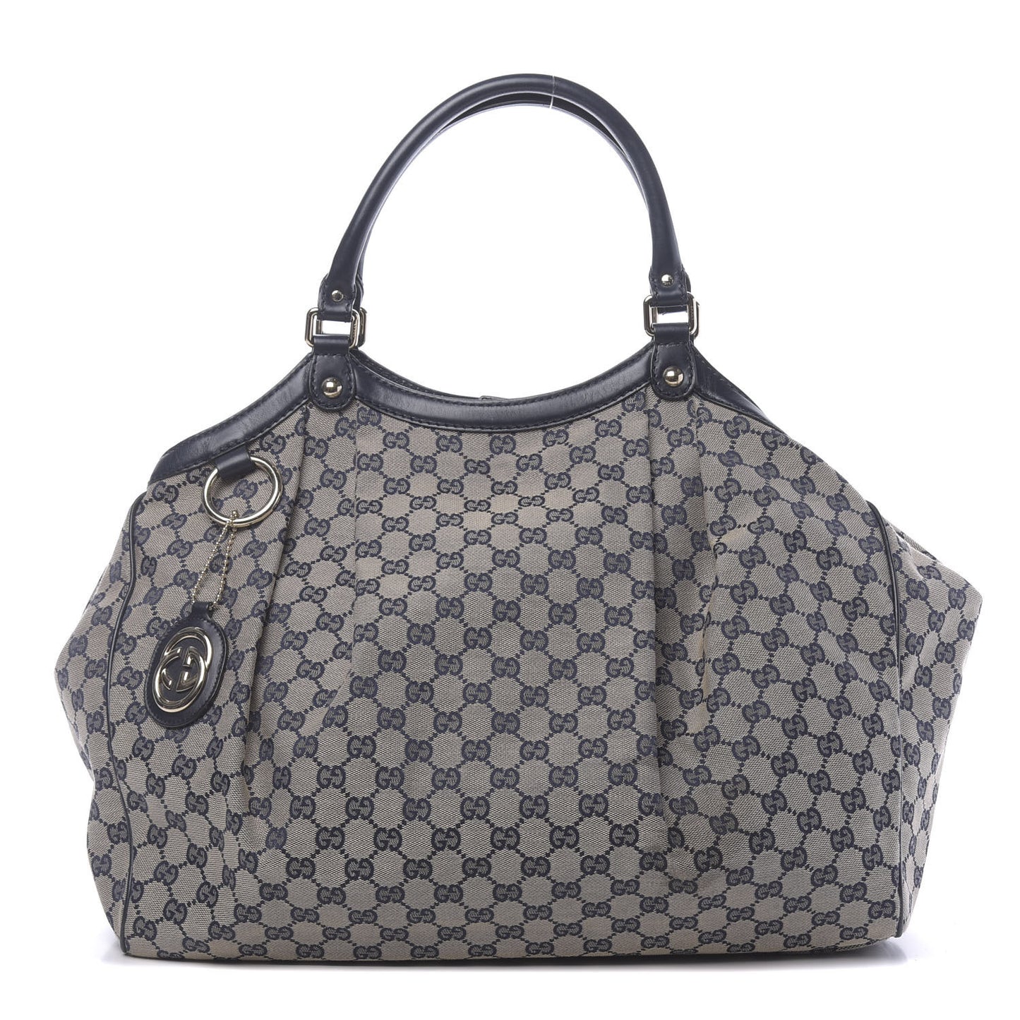 Monogram Calfskin Large Sukey Tote Beige Blue
