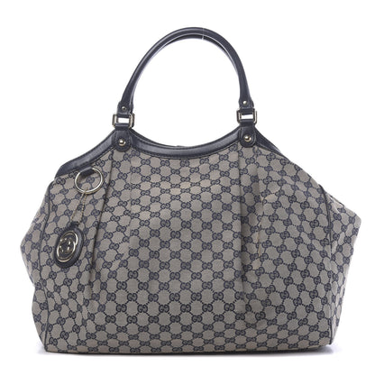 Gucci Monogram Calfskin Large Sukey Tote Beige Blue 1 of 11