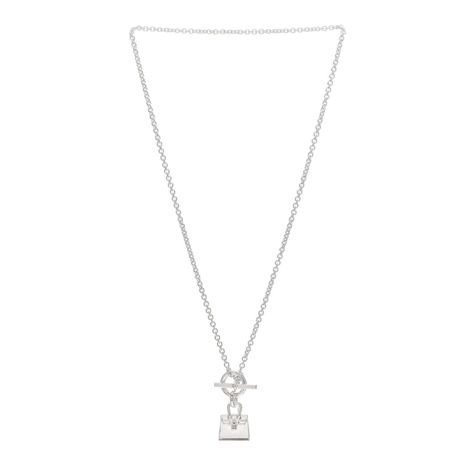 Hermes Sterling Silver Birkin Amulette Pendant Necklace 3 of 5