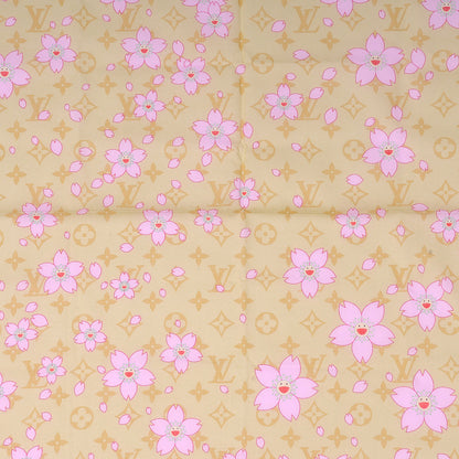 Louis Vuitton Cotton Monogram Cherry Blossom Square Scarf Yellow 3 of 5