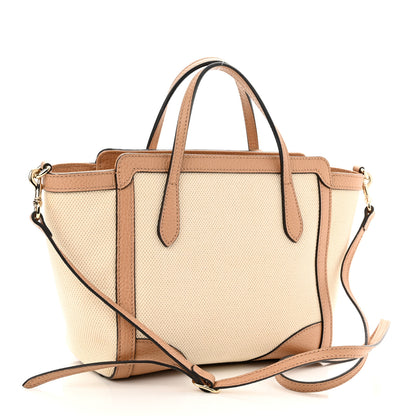 Gucci Linen Canvas Calfskin MIni Swing Top Handle Bag Natural 3 of 10