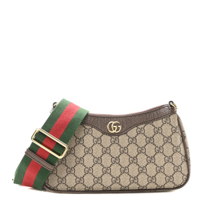 Gucci GG Supreme Monogram Textured Dollar Calfskin Web Small Ophidia GG Handbag Beige Ebony New Acero 1 of 10