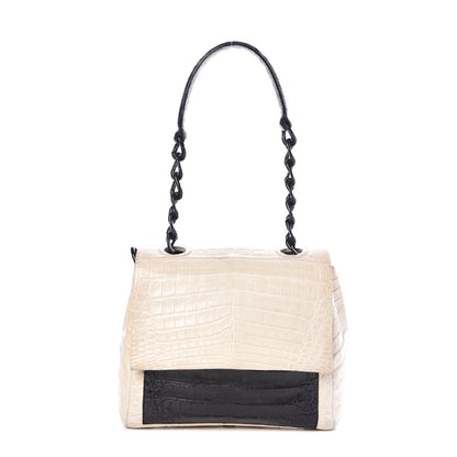 Nancy Gonzalez Crocodile Chain Flap Shoulder Bag White 1 of 16