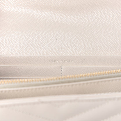 Saint Laurent Grain De Poudre Matelasse Large Monogram Flap Wallet Porcellana 7 of 11