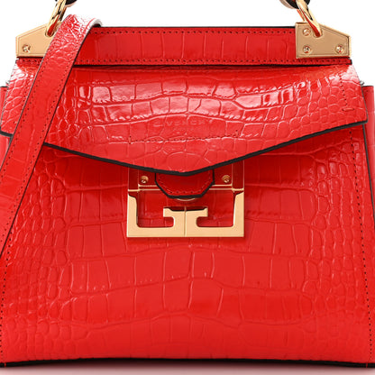 Givenchy Calfskin Crocodile Embossed Mini Mystic Shoulder Bag Red 6 of 8