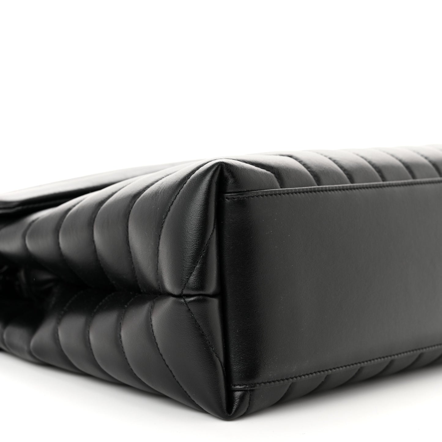 Calfskin Y Quilted Monogram Monochrome Medium Loulou Chain Satchel Black