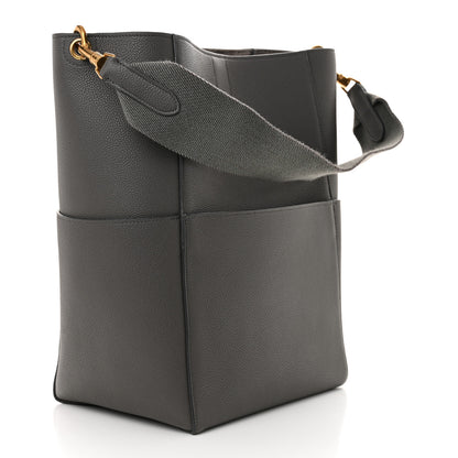 Celine Soft Grained Calfskin Sangle Bucket Bag Grey 3 of 10