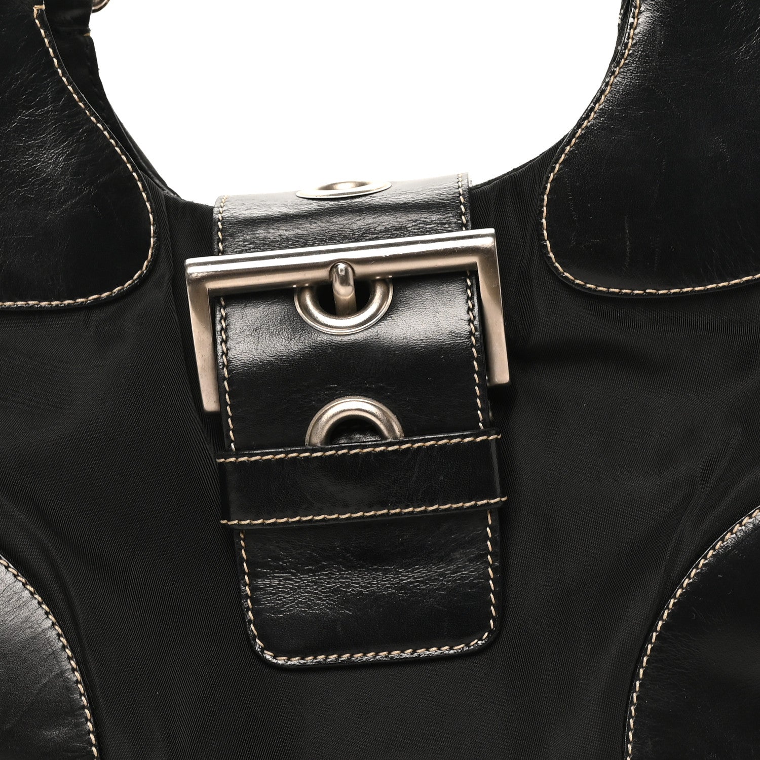 Prada Tessuto Nylon Moon Shoulder Bag Black 7 of 9