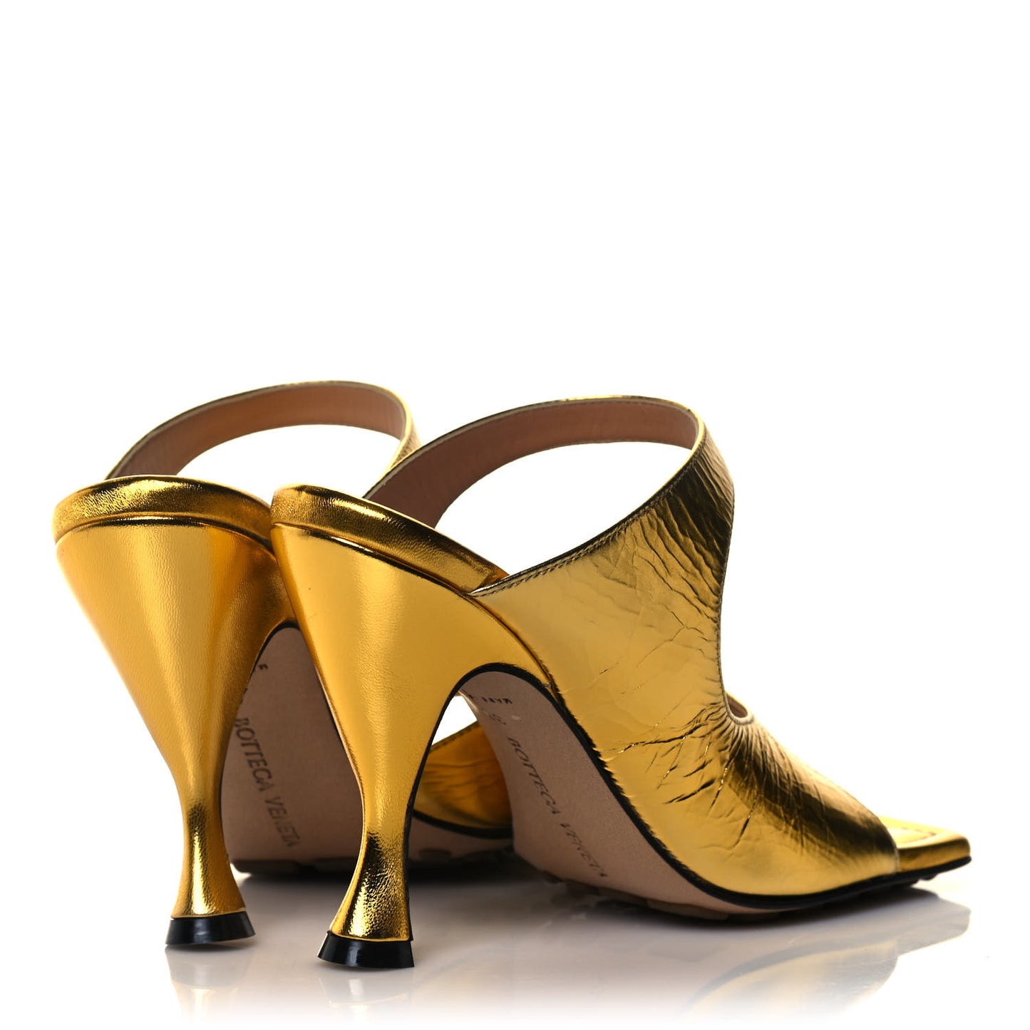 Vitello Lame Square Toe Sandals 35 Gold