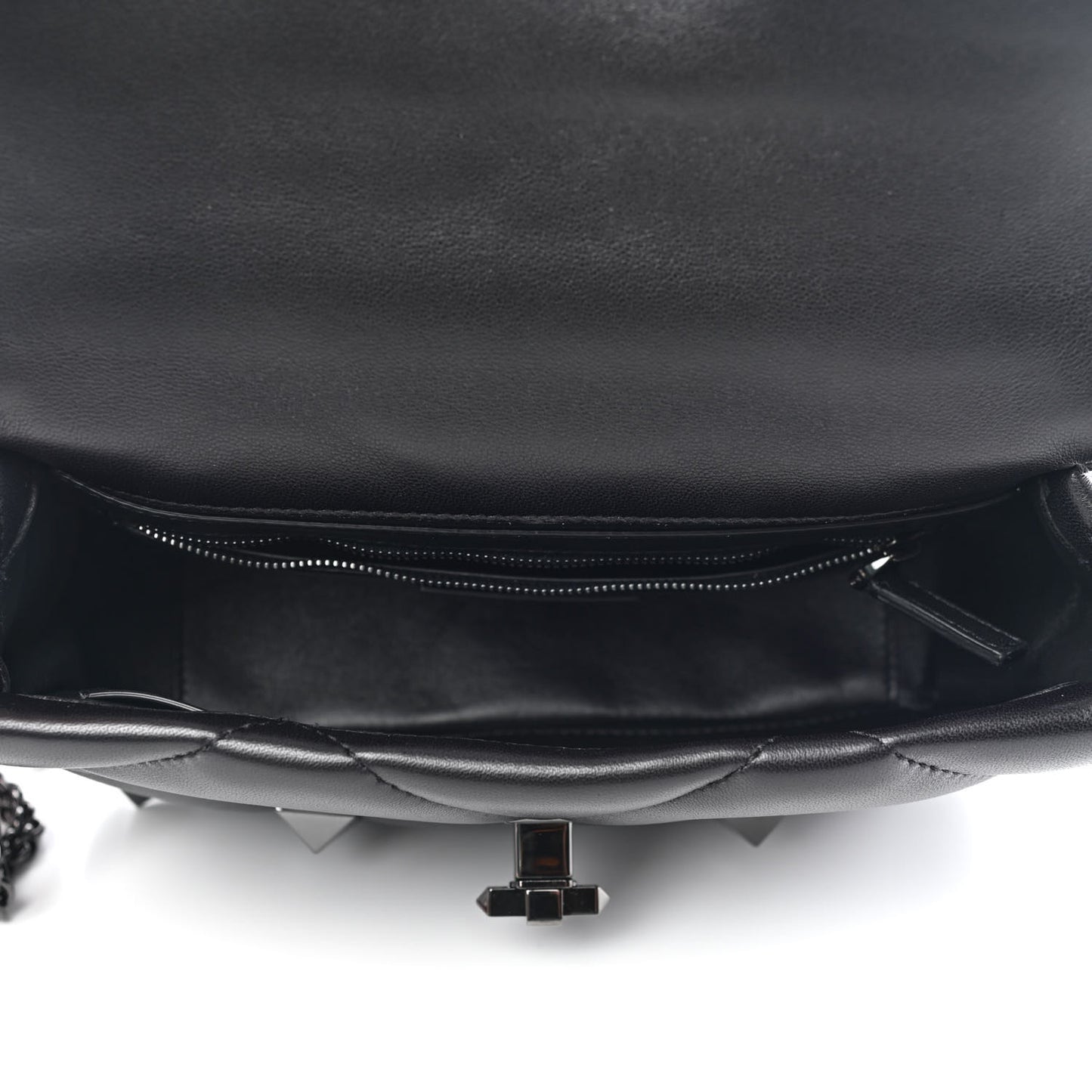 Nappa Monochrome Large Roman Stud Shoulder Bag Black
