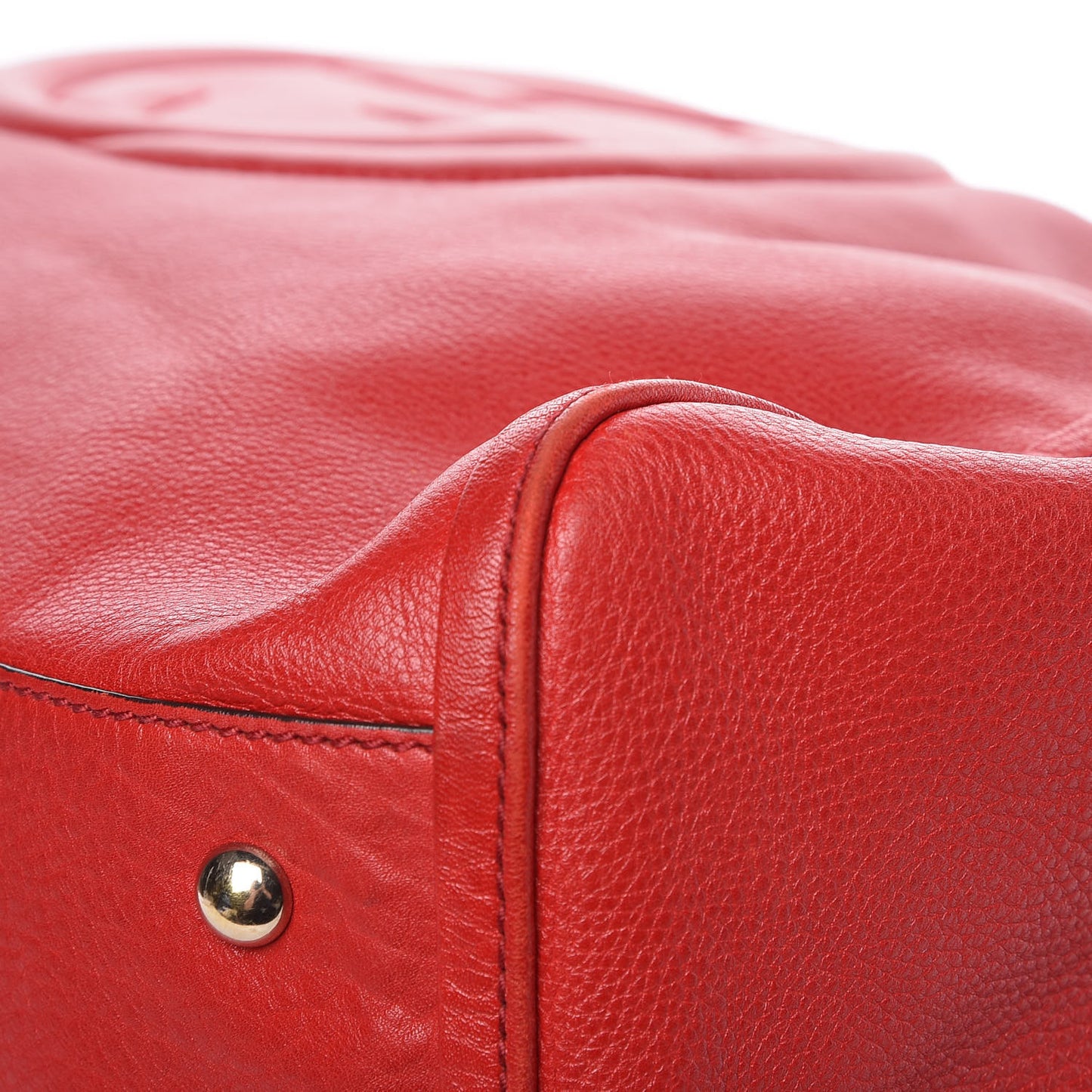 Pebbled Calfskin Large Soho Shoulder Bag Red