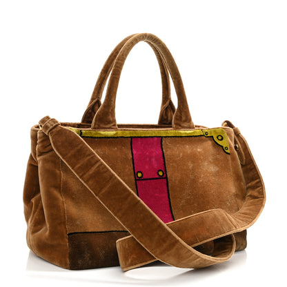 Prada Velluto Ricamo Cahier Tote Bag Cammello 3 of 10