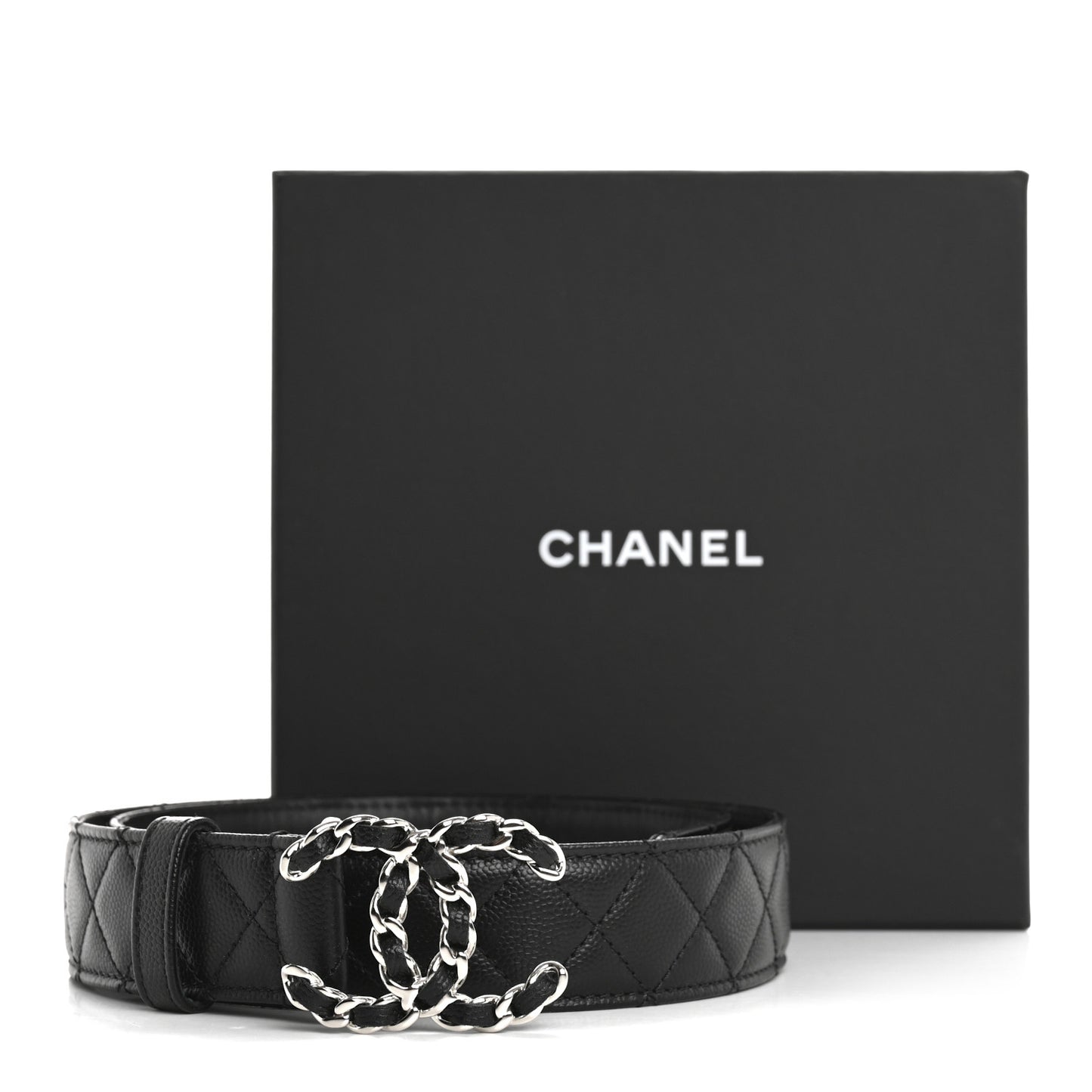 Caviar Quilted CC Chain Belt 75 30 Black