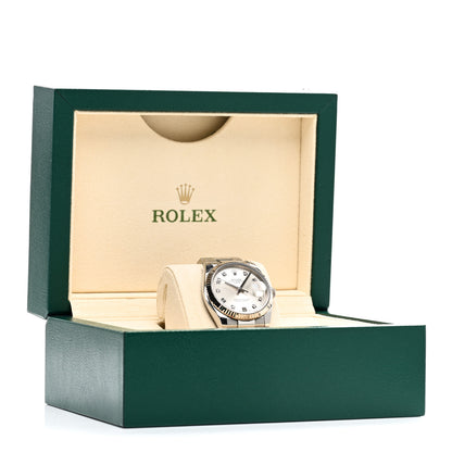Rolex Stainless Steel 18K White Gold Diamond 34mm Oyster Perpetual Date Watch Silver 115234 5 of 5
