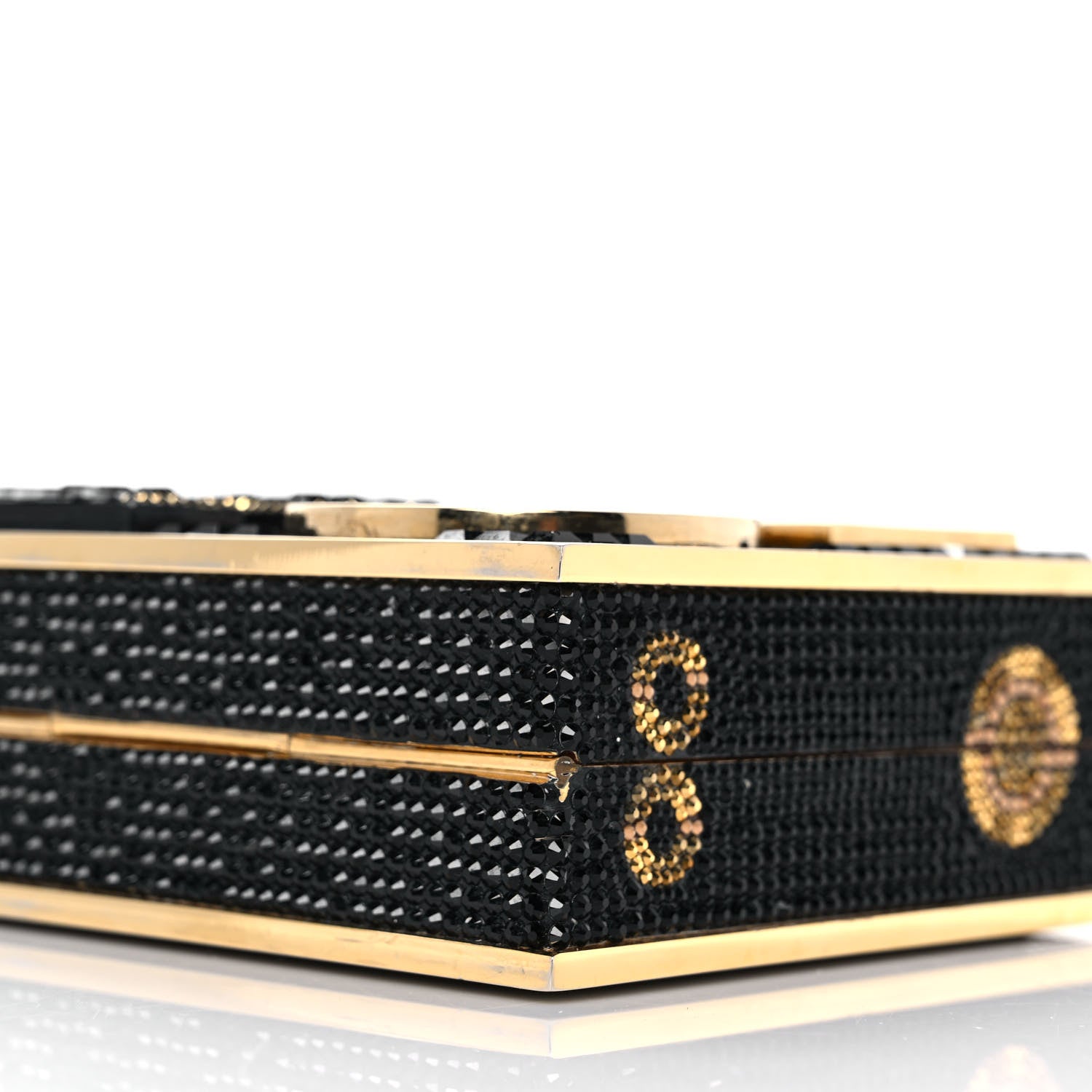 Judith Leiber Crystal Boombox Retro Minaudiere Clutch Gold Black 8 of 9