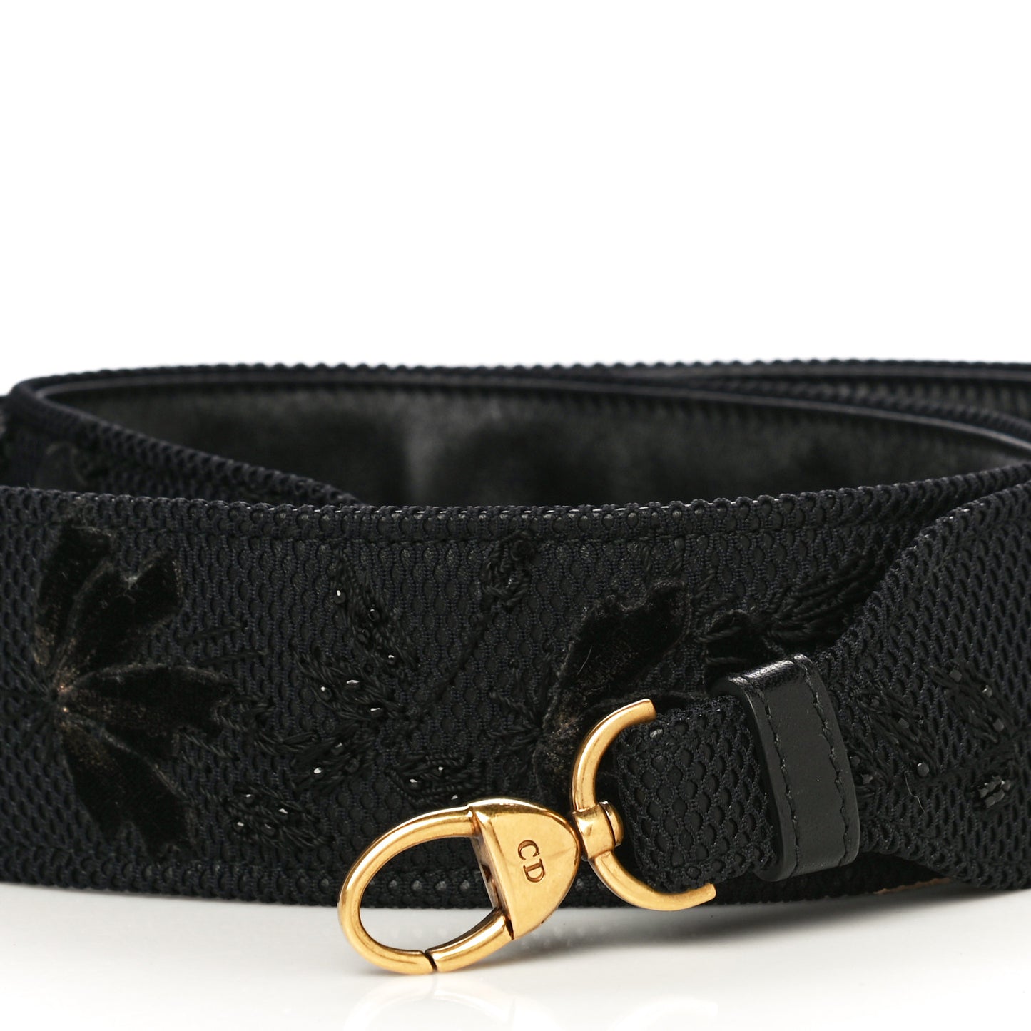 Lambskin Canvas Embroidered Shoulder Strap Black
