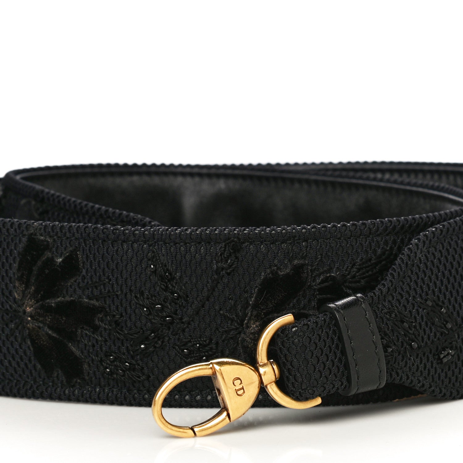 Christian Dior Lambskin Canvas Embroidered Shoulder Strap Black 3 of 6