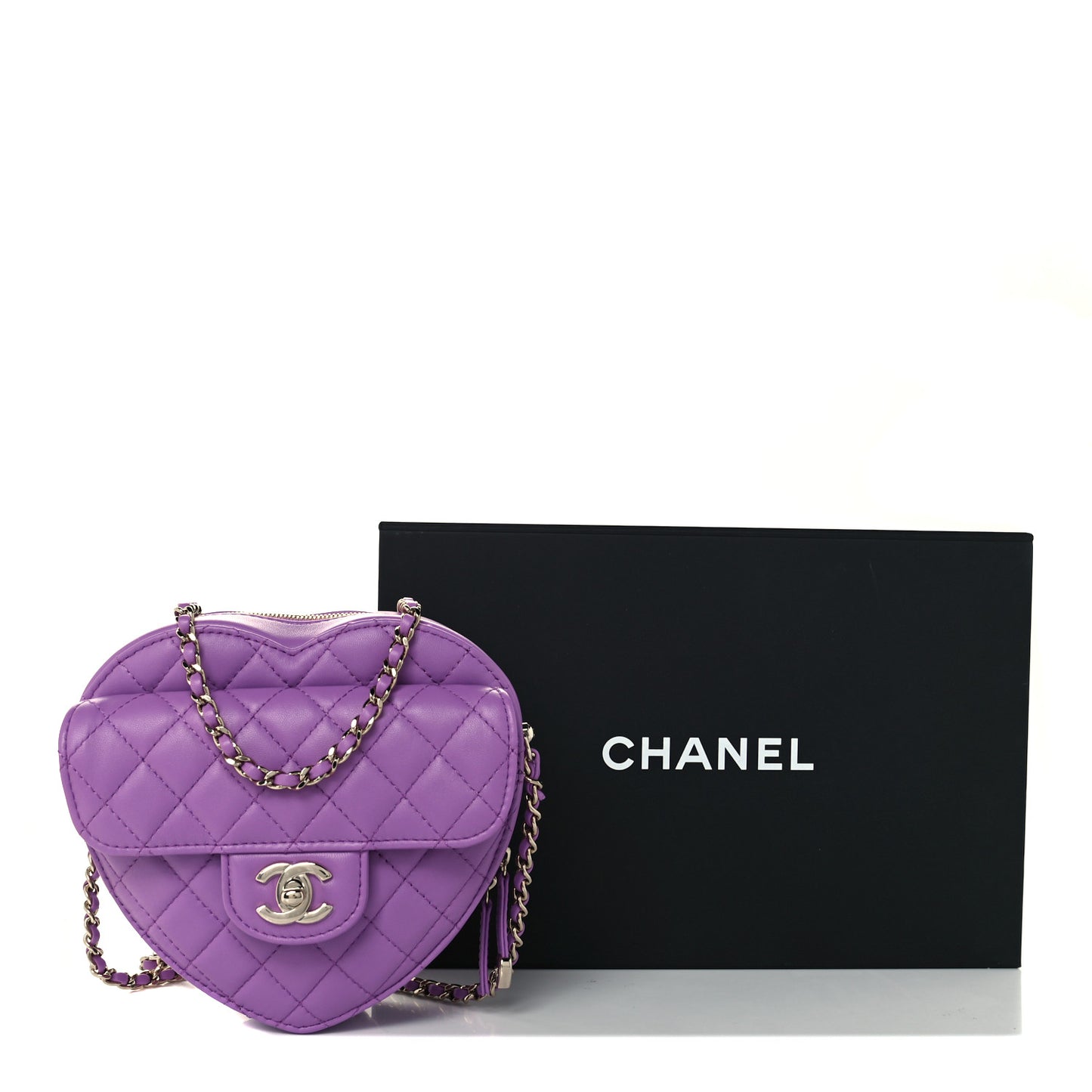 Lambskin Quilted CC In Love Heart Bag Purple