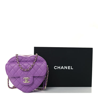 Chanel Lambskin Quilted CC In Love Heart Bag Purple 12 of 12