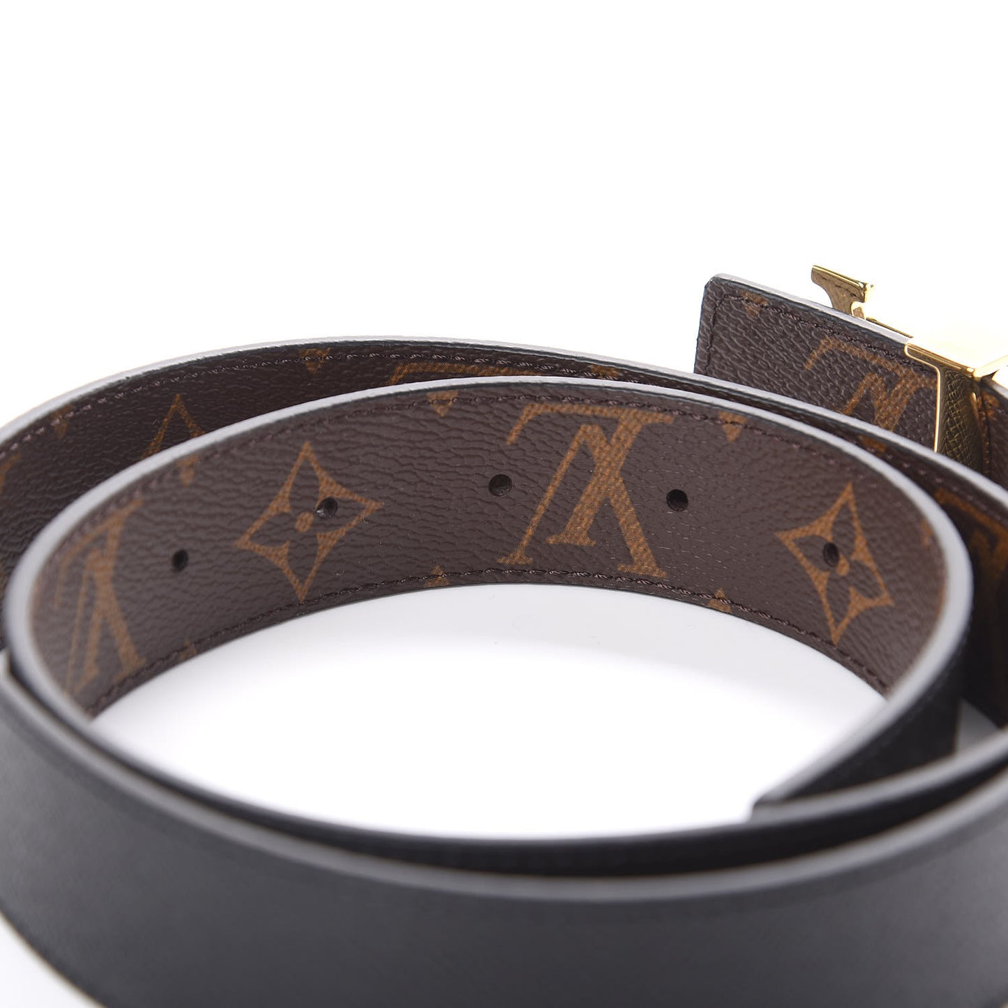 Calfskin Monogram 30mm LV Initiales Reversible Belt 80 32 Black