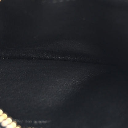 Saint Laurent Grain De Poudre Matelasse Chevron Monogram Fragments Zippered Card Case Black 5 of 7