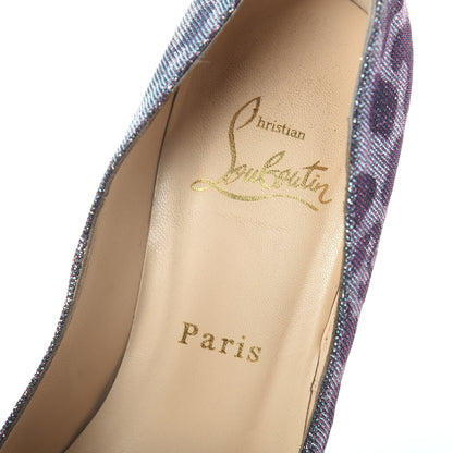 Christian Louboutin Lame Leopard Highness 160 Pumps 36 Turquoise Violet 5 of 7