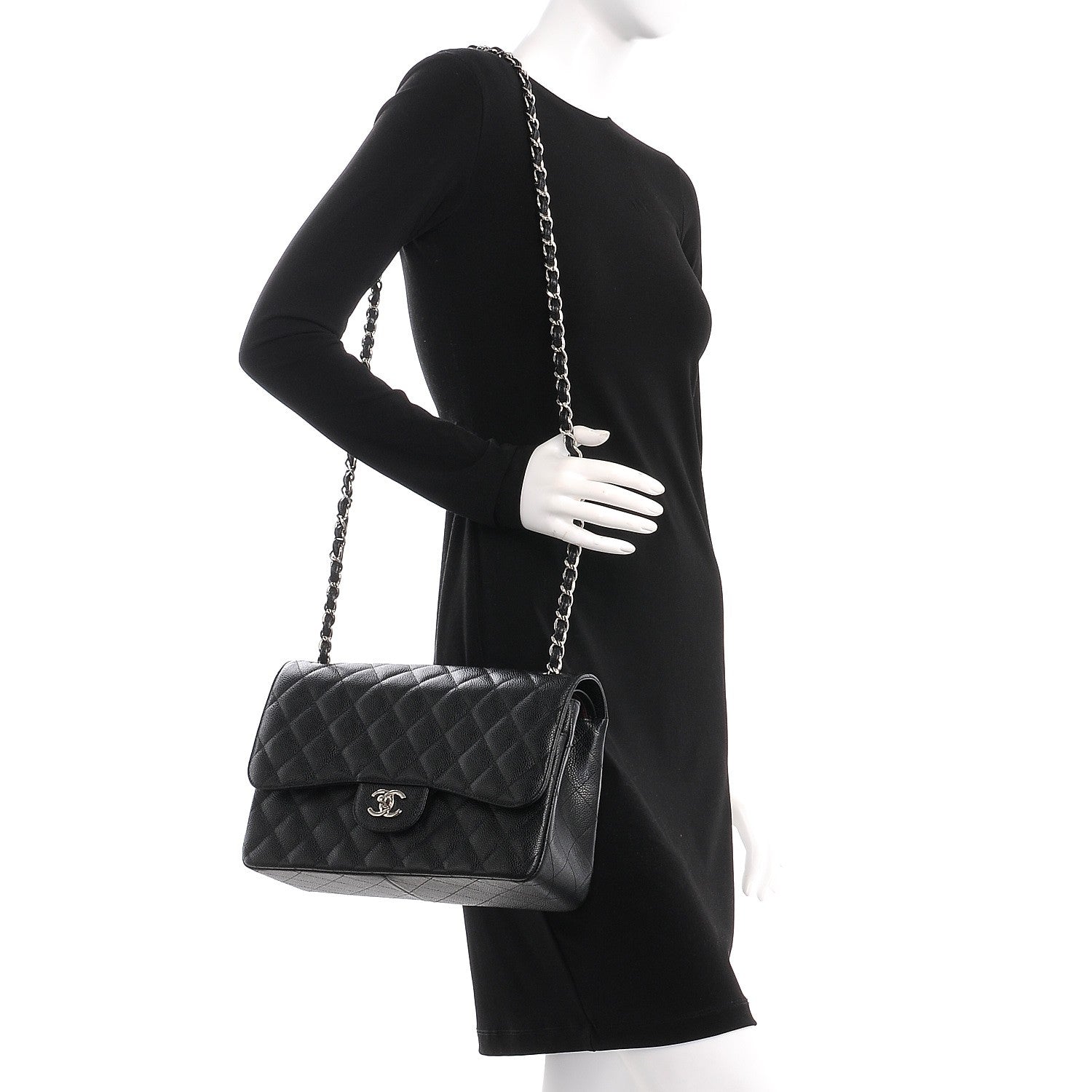 Chanel Caviar Quilted Jumbo Double Flap Black 2 of 9