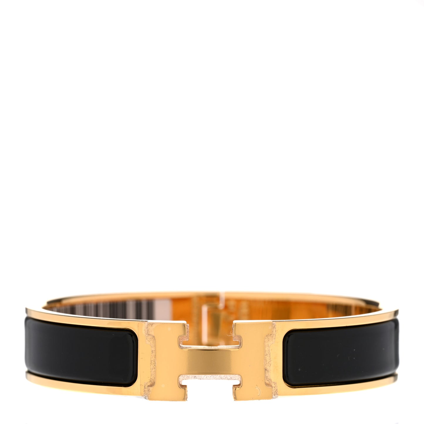 Enamel Narrow Clic Clac H Bracelet PM Black