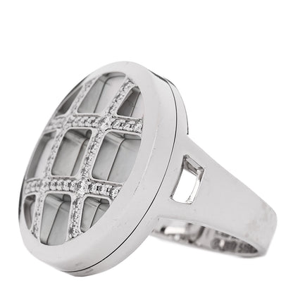 Cartier 18K White Gold Diamond Mother of Pearl Pasha De Cartier Ring 56 7.5 3 of 6