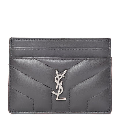 Saint Laurent Calfskin Y Quilted Monogram LouLou Credit Card Case Asphalt 1 of 11