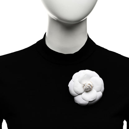 Chanel Canvas Camellia Pin Brooch Ivory 2 of 5