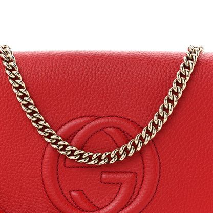 Gucci Pebbled Calfskin Medium Soho Flap Crossbody Vibrant Red 7 of 9