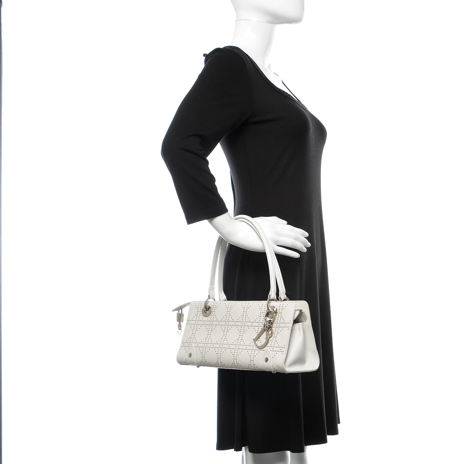 Christian Dior Calfskin Cannage Studded East West Lady Dior White 2 of 25