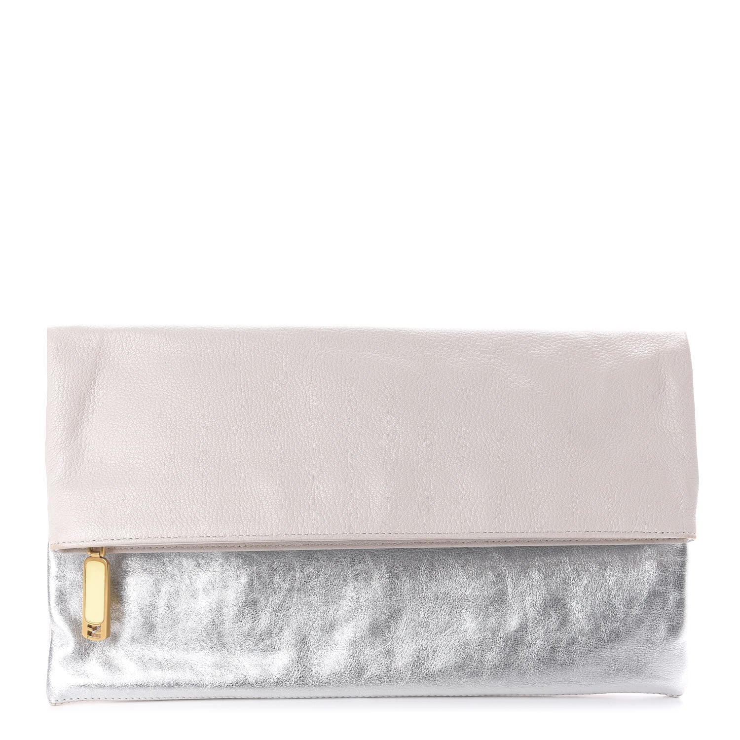 Fendi Metallic Calfskin Roma Chameleon Clutch Soap Silver 1 of 9