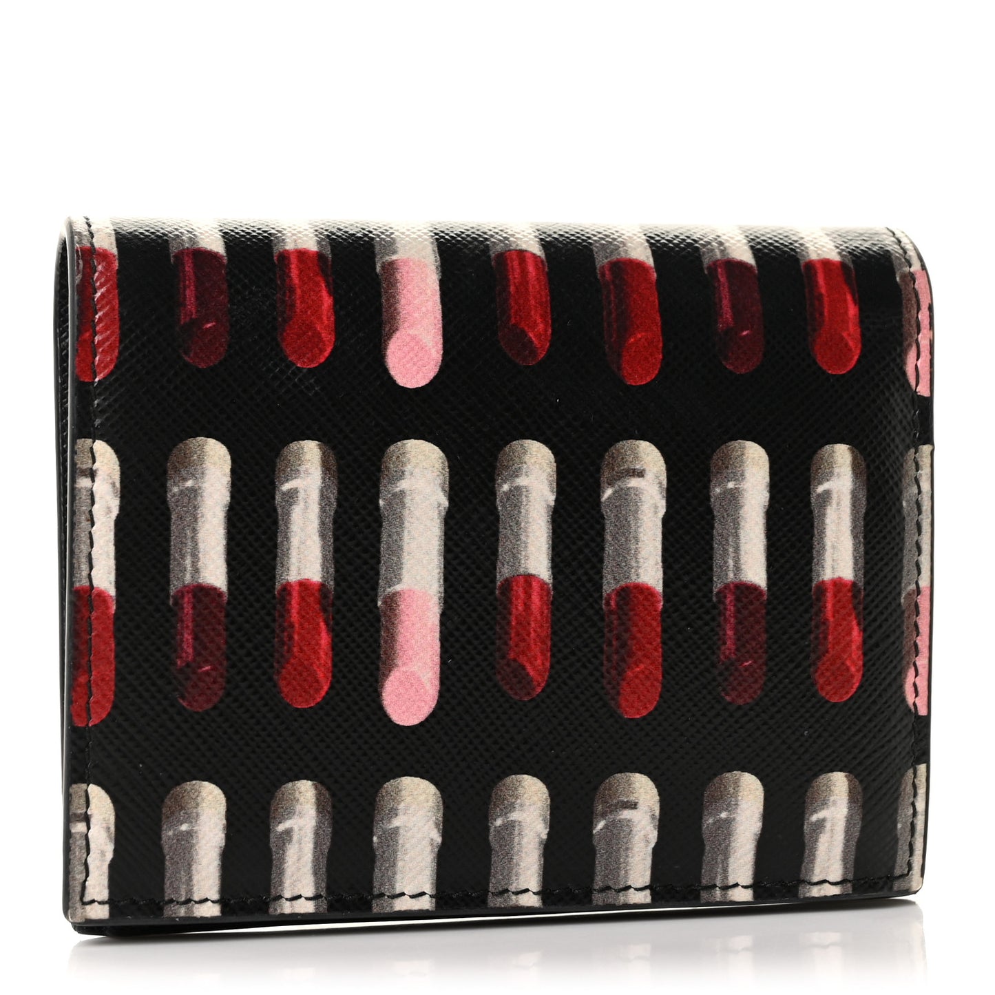 Saffiano Lipstick Print Bi-Fold Wallet Black