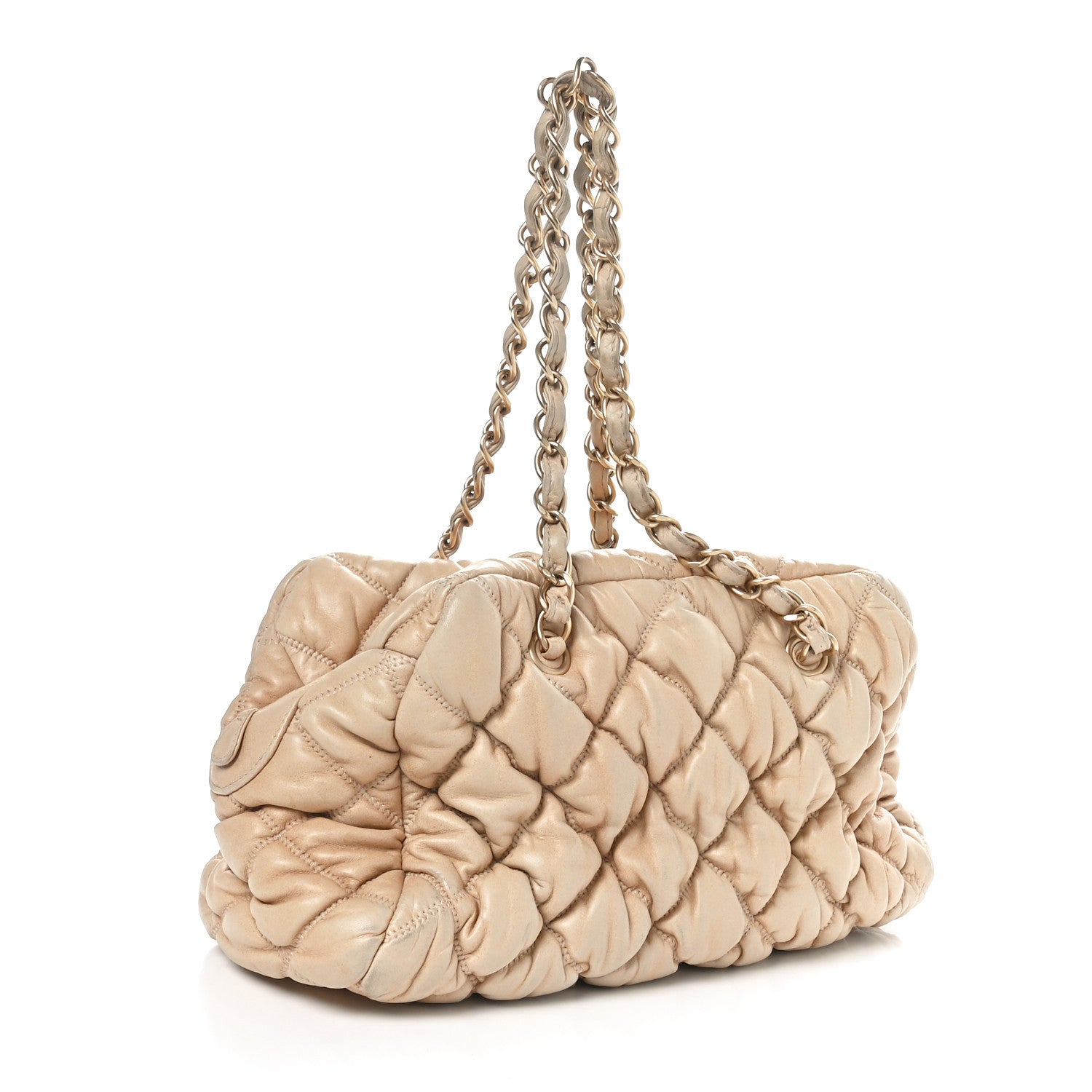 Chanel Lambskin Bubble Quilt Bowler Beige 3 of 11