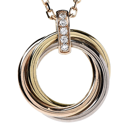 Cartier 18K Pink White Yellow Gold Diamond Trinity Pendant Necklace 4 of 7