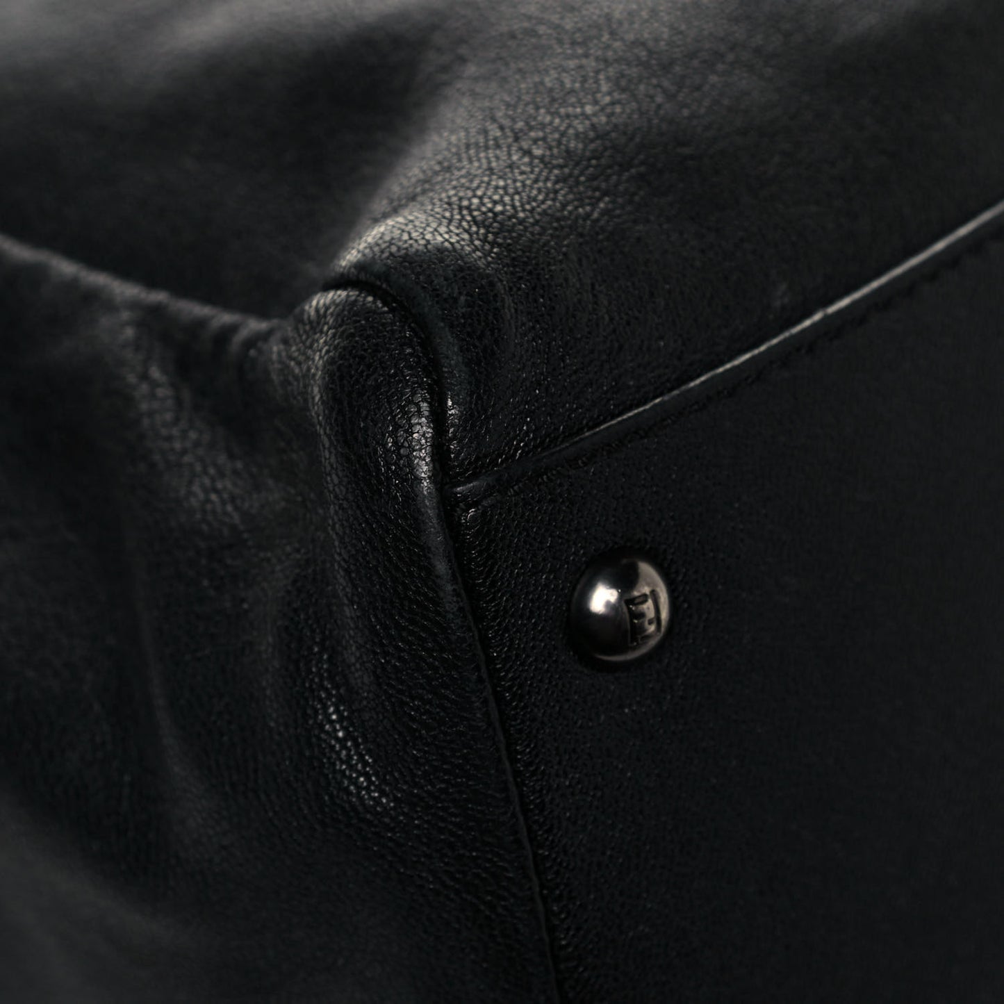 Goatskin Large Peekaboo Iconic Satchel Black Lampone