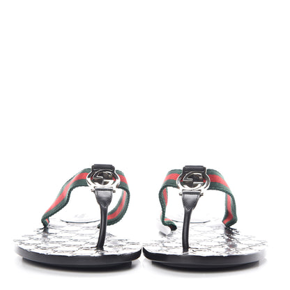 Gucci Nylon Guccissima Web Womens Thong Sandals 39.5 Green Red Black 2 of 8
