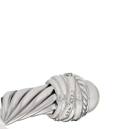 David Yurman Sterling Silver Diamond Pearl 7mm Crossover Bracelet 3 of 3