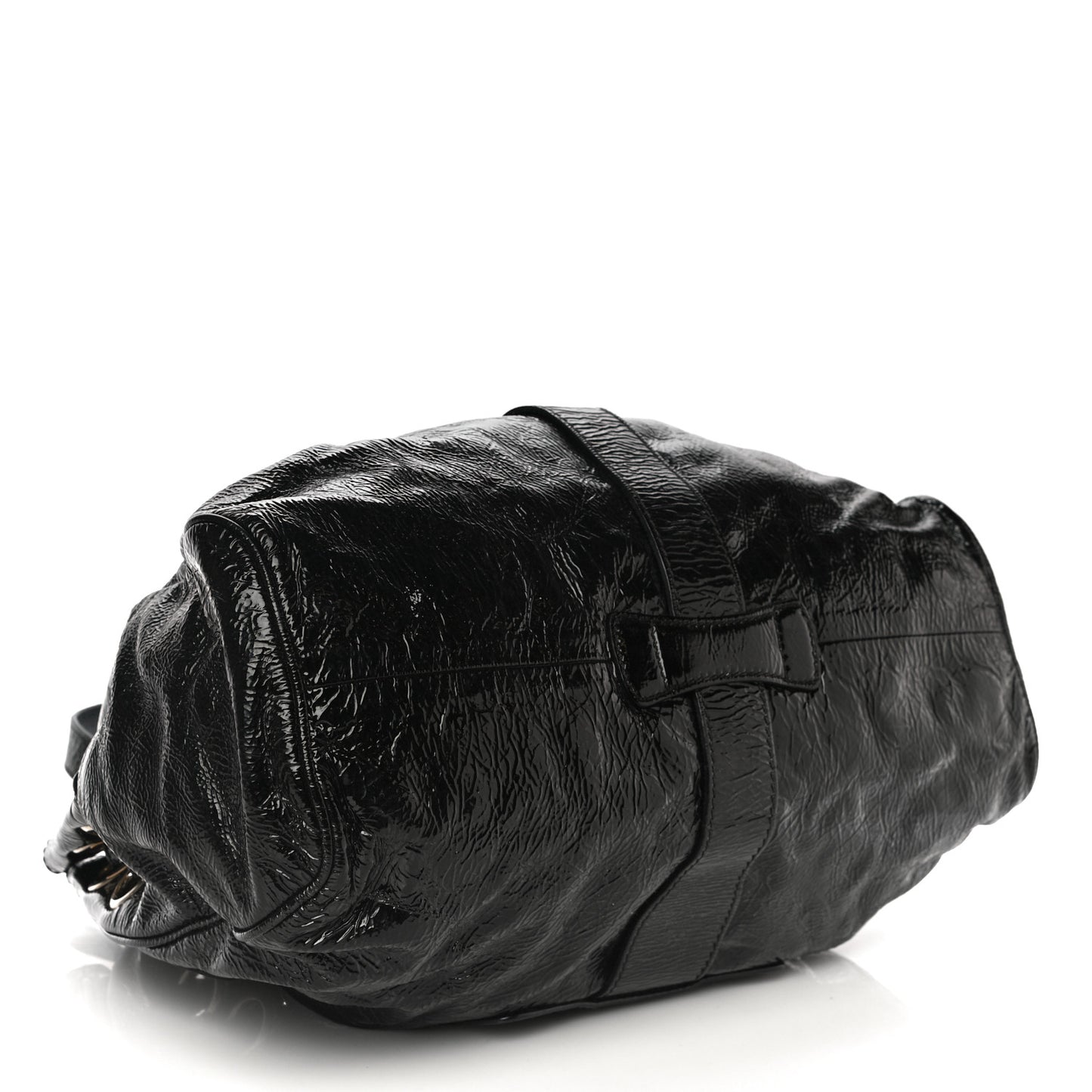 Crushed Patent Riki Bag Black