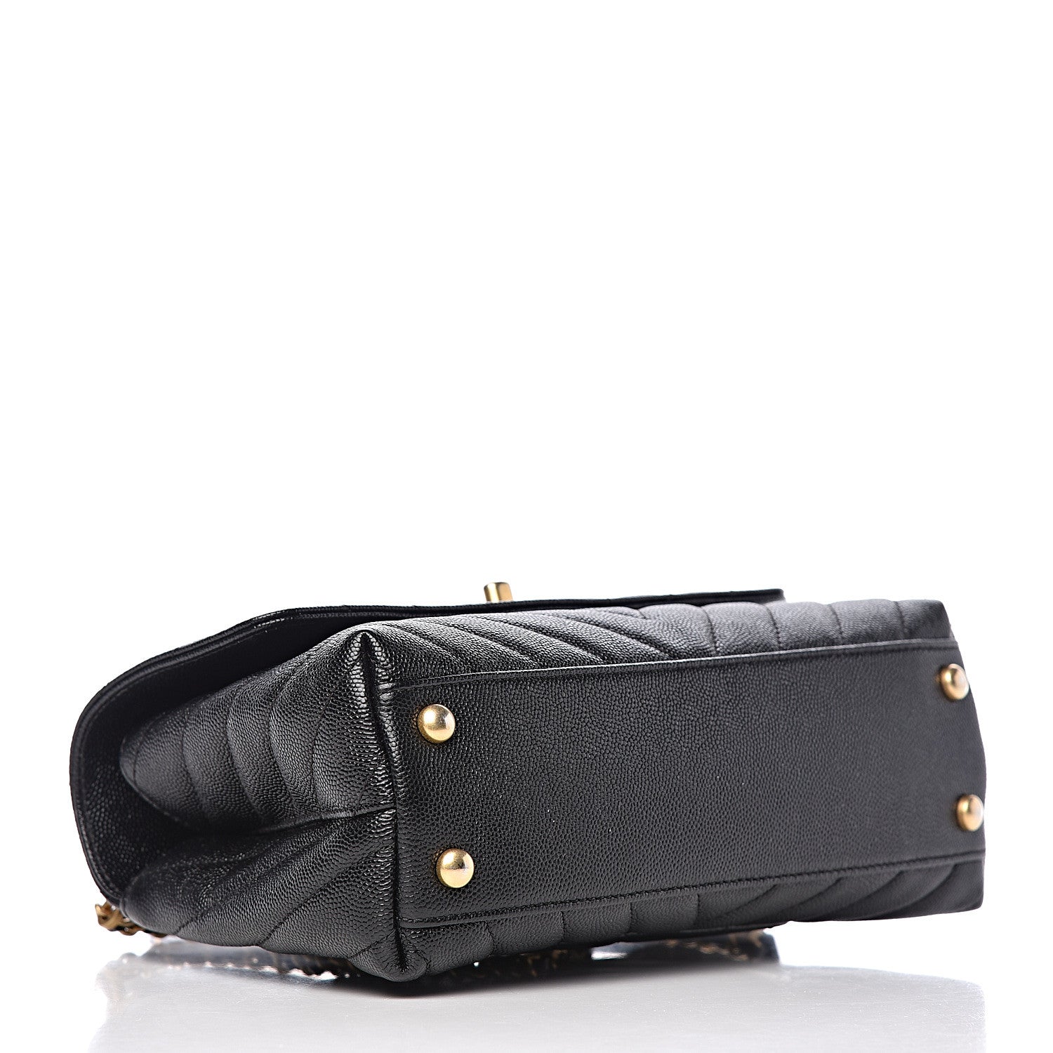 Chanel Caviar Chevron Quilted Mini Coco Handle Flap Black 4 of 10