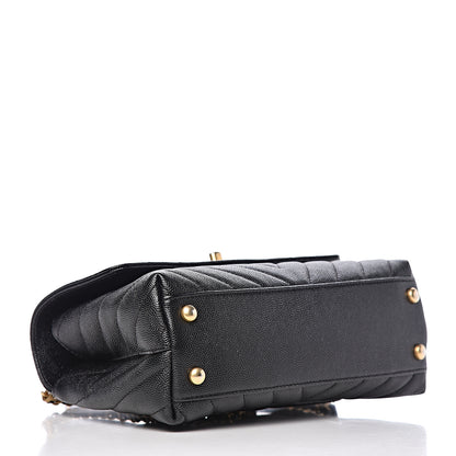 Chanel Caviar Chevron Quilted Mini Coco Handle Flap Black 4 of 10